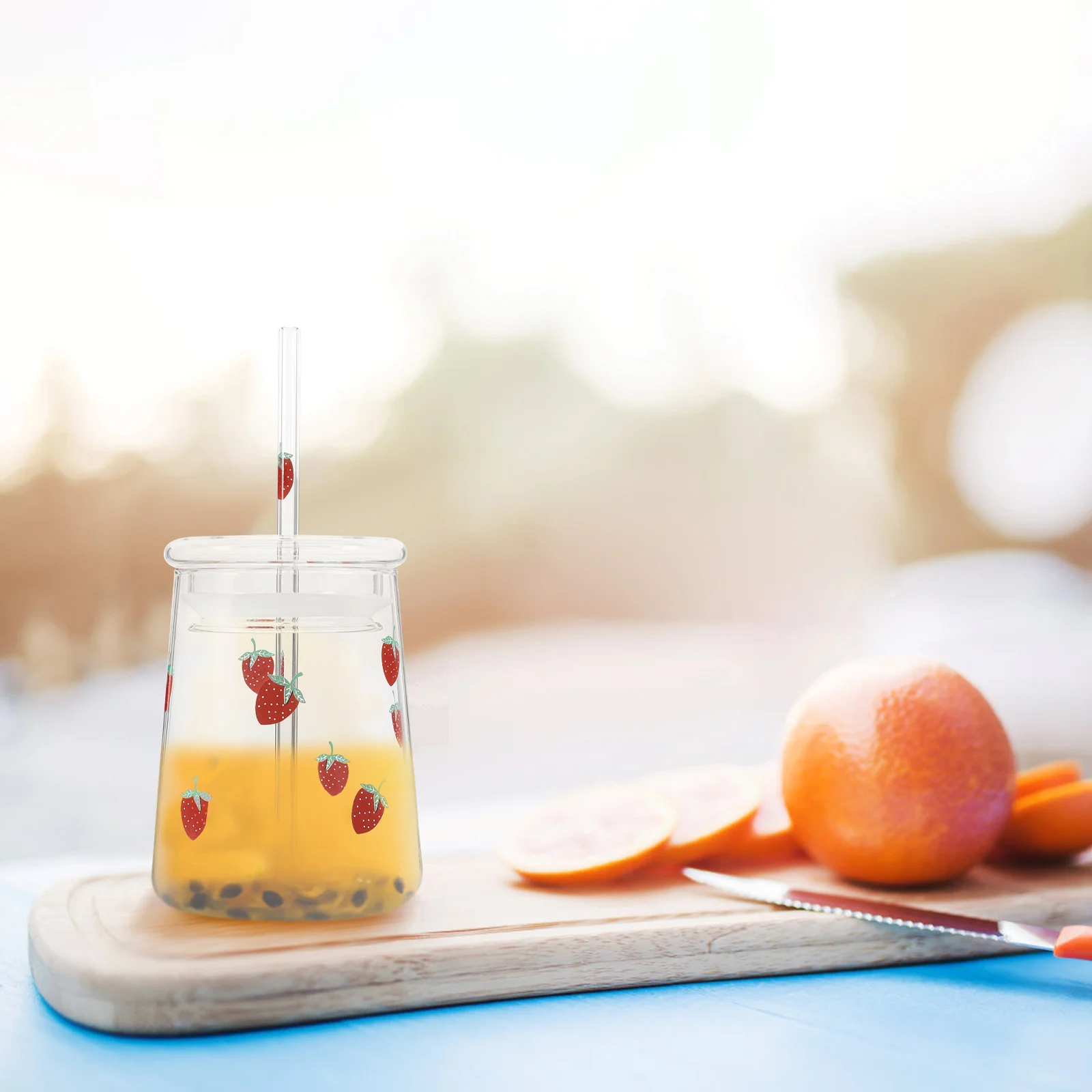

1Set Strawberry Cup Glass with Lid Wear Resistant Sealing Design Suitable for Hot Chilled Beverages Iced Tea Latte Beer Fruit
