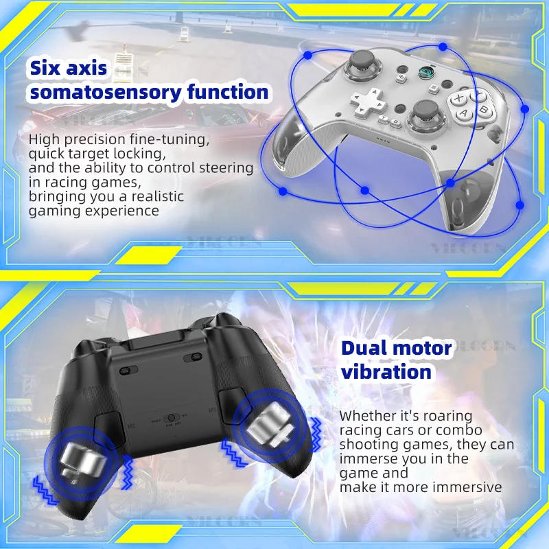 Z04 Wireless Gamepad With Charging Dock Hall Effect Joystick Trigger Game Controller For Android/iOS/PC/TV With Receiver Holder