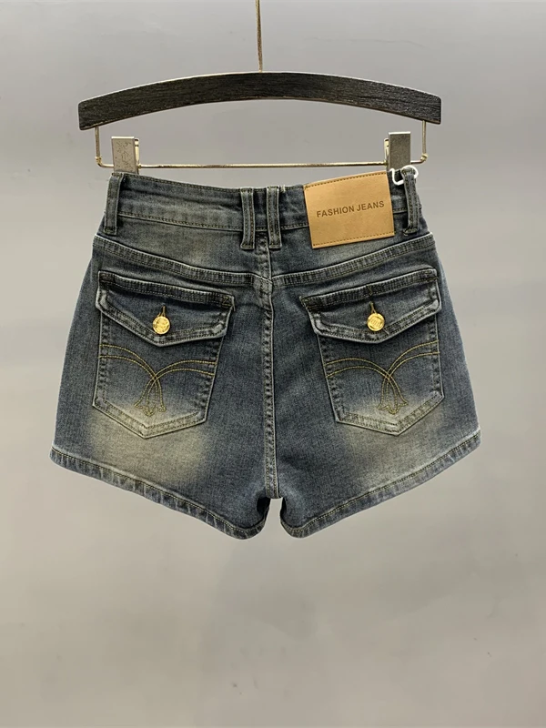 

Retro American Hot Girl Denim orts Women's High Waist Slim Fit A-Line Tight Butt Hing Hot Pants Summer Trend Casual Cott...