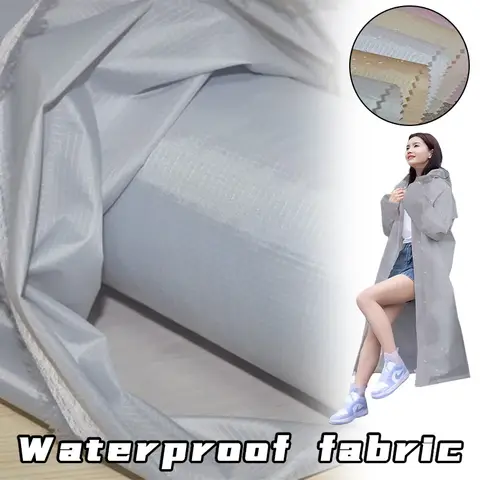 1m Lightweight Waterproof Fabric Polyester Taffeta Ripstop Waterproof PU Coated Fabric for DIY Sewing Raincoat Shopping Bag