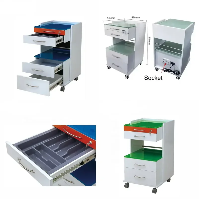 2026 Glass Tabletop Three Drawers Stainless Steel Cabinet Tray Medical Furniture