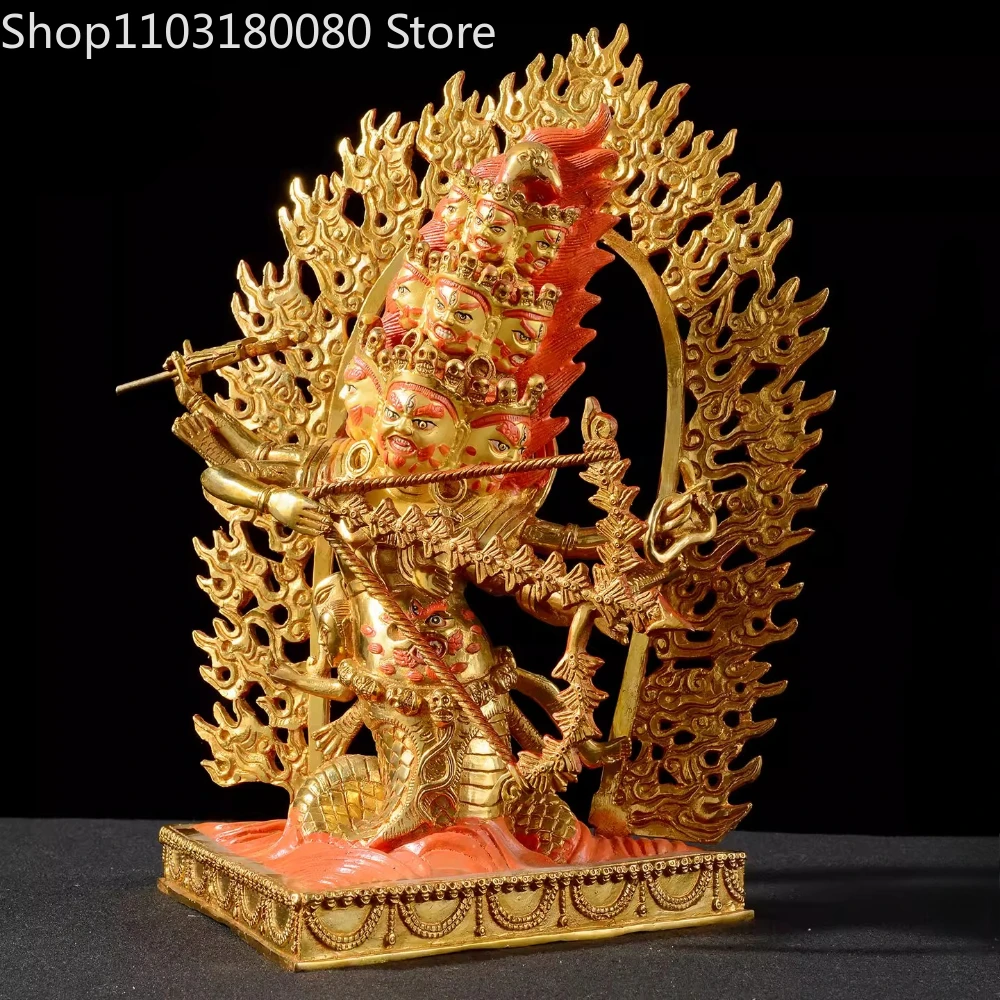 31cm Brass gilding Rahula buddha statue Tibet Dharmapala Rehula sculpture