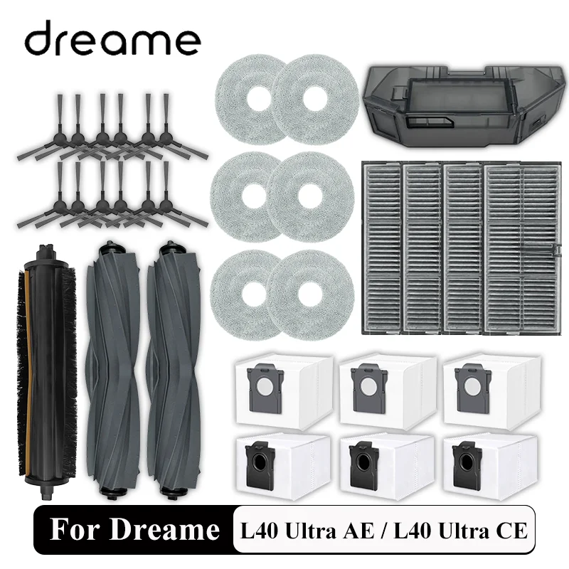 

Dreame L40 Ultra AE / L40 Ultra CE Robot Vacuum Cleaner Parts Main Side Brush Mop Cloth Hepa Filter Dust Bag Accessories