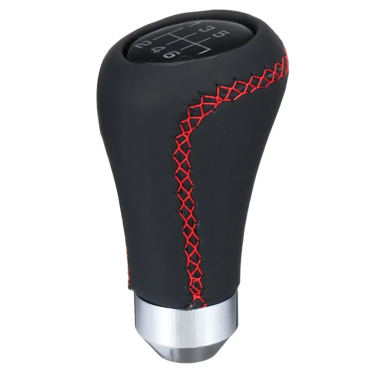 Red Black Stitche PU Leather For VW/Toyota/Honda Universal 6 Speed Car Manual Gear Shift Knob Shifter Lever Stick