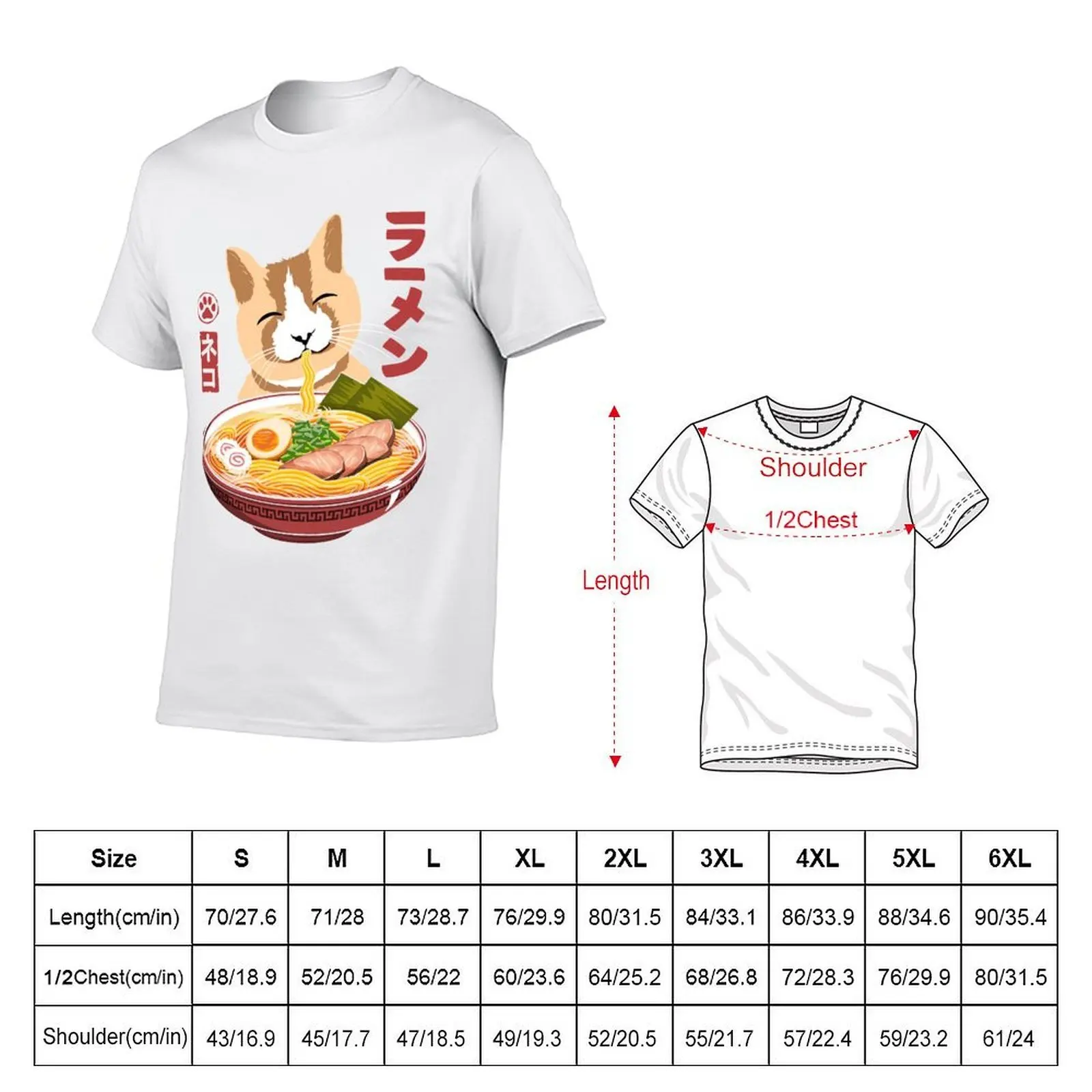 Cat Love Ramen T-Shirt plus size tops Funny t-shirts mens graphic t-shirts pack