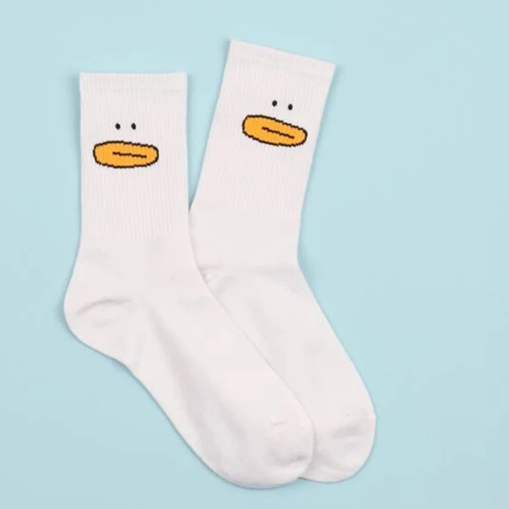 Women\'s Mid Length Socks Hot Selling Cartoon Duck Series Street Sports Hip-hop Personalized Fashion Women\'s Round Neck Socks