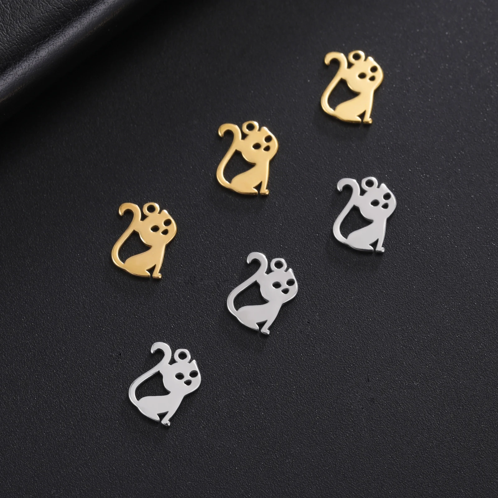 5pcs Cat Crosses Whale Hearts Charms For Jewelry Make Stainless Steel Tiny Charm Diy Necklace Earring Bracelet Pendant Accessory