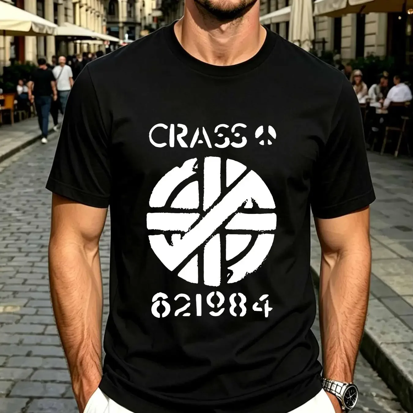 washed T Shirt Crass The Feeding Of 5000 inner vintage Washed Stretched designer clothes Slightly Breathable Unisex Soft