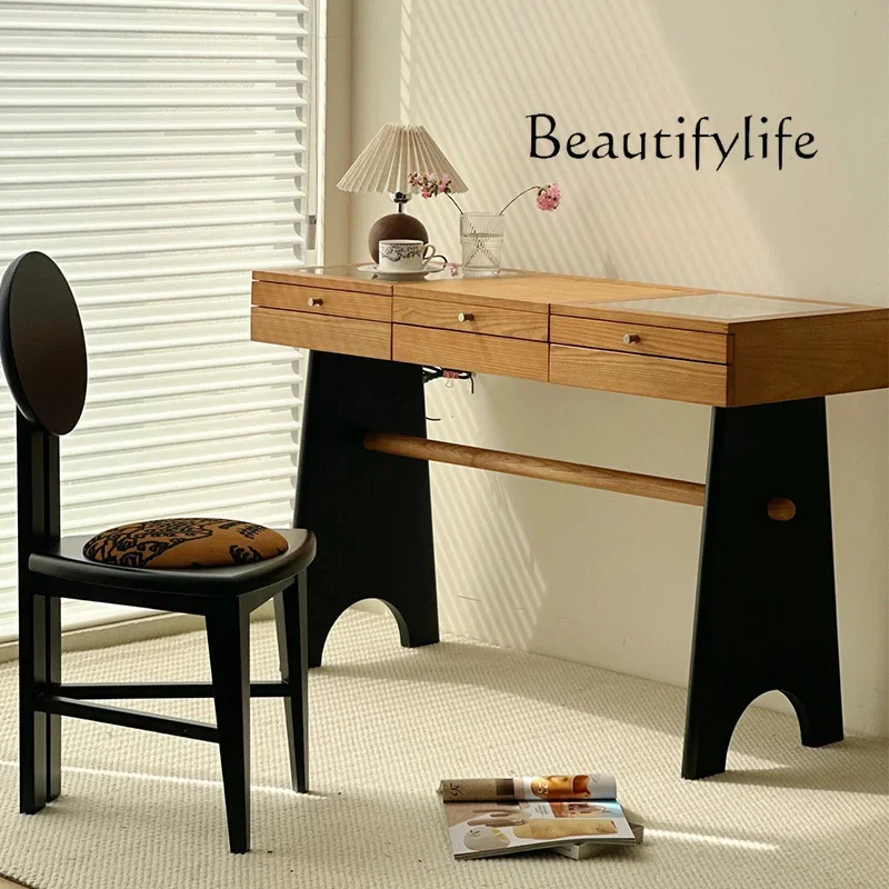 Z French Medieval Solid Wood Flip Dresser Bedroom Simple Modern Small Apartment Design Makeup Table