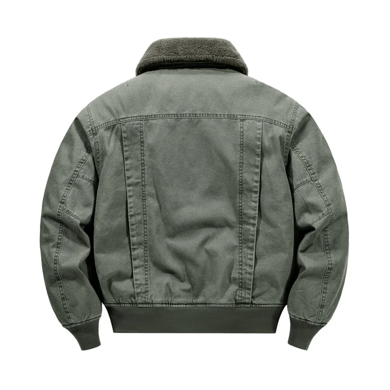HKSH Autumn Winter New Men Safari Style Lamb Wool Patchwork Cotton Jacket Trendy Fleece Lined Thickened Warm Padded Coat HK16613