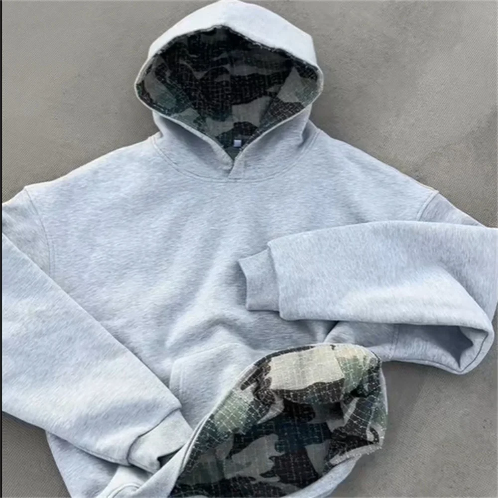 

Y2K American Retro High Street Casual Punk Hoodie New Autumn Graffiti Camouflage Double-sided Wearable All-match Pullover Hoodie