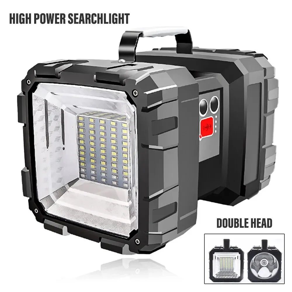 Rechargeable Double‑Head High Power LED Searchlight Waterproof Super Bright Spotlight For Camping