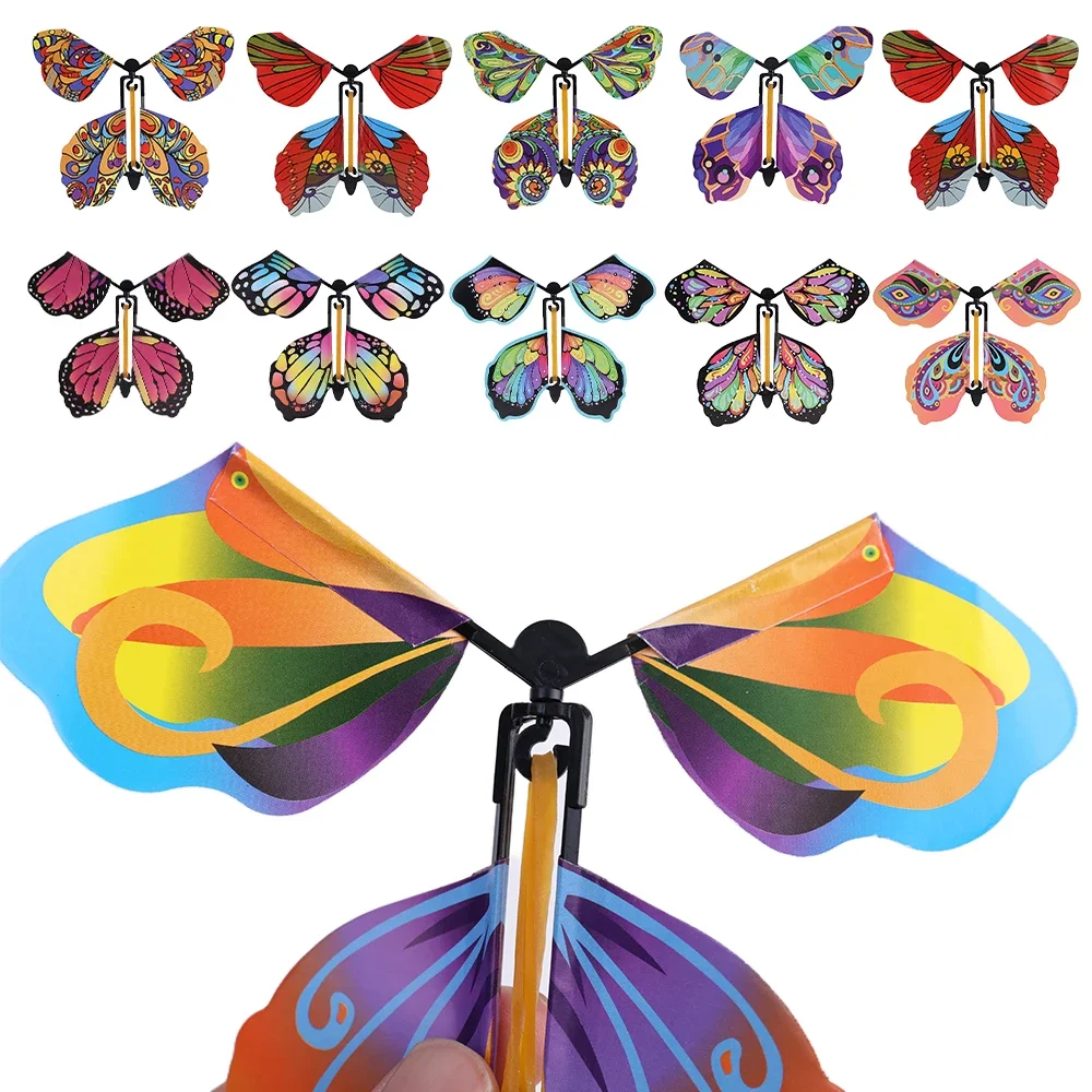 5/1Pcs Random Color Magic Fairy Flying Butterfly Children Toys Transformation Wind Up Butterfly Toy Surpris Gift for Kids Child