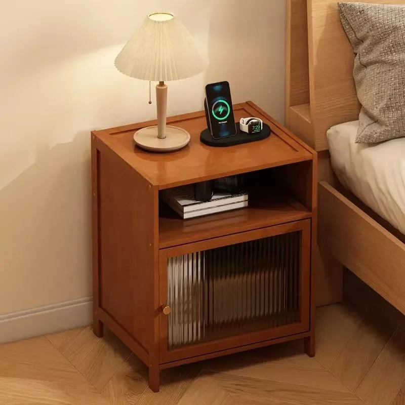Bedside Table Storage Rack, Small Bedroom Bedside Cabinet Alternative, 2024 New Model, Simple and Modern for Rental