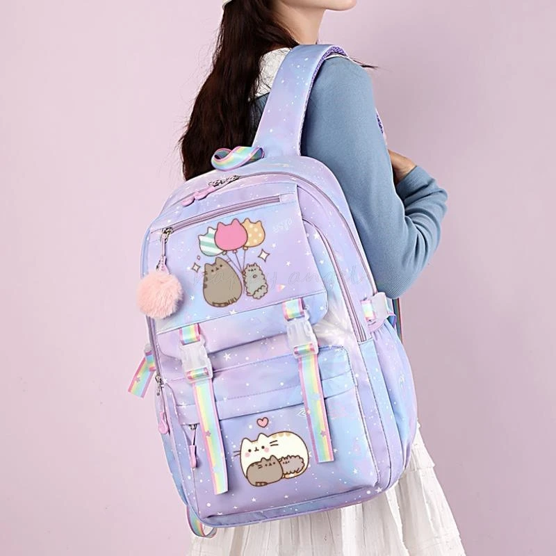 New Fat Cat Cartoon Backpacks for School Students Girls Book Bag Simple Laptop Computer Backpack Lady Multipocket Travel Bags