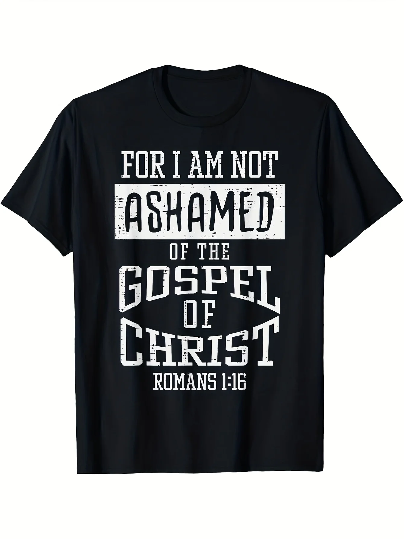 Men Are Not Ashamed of the Gospel Bible Verse Four Seasons T-Shirt - Romans 11:16 Black Casal Christian T-Shirt, Loose Crew Neck