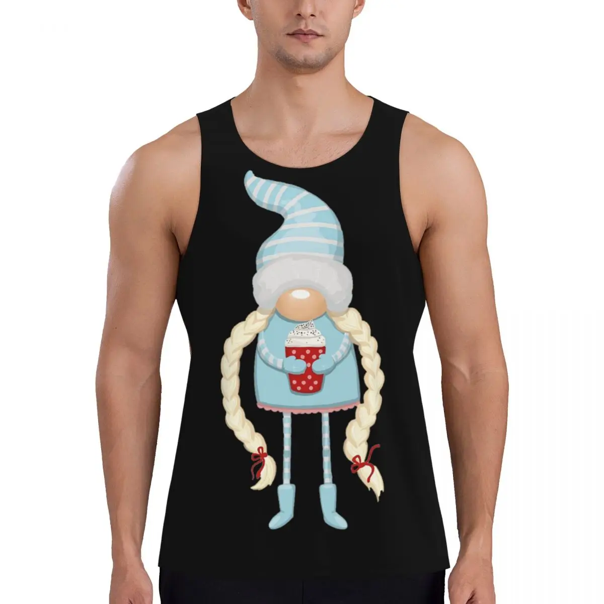 

Быстросохнущий рождественский гном с кофейной спортивной майкой, рубашка без рукавов с мышцами, дышащий жилет для бодибилдинга