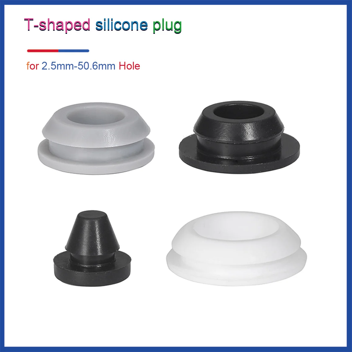 Black/White Round Silicone Rubber Seal Hole Plugs Bore for 2.5mm-50.6mm Hole T Type Stopper Blanking End Caps Seal Snap on Plug