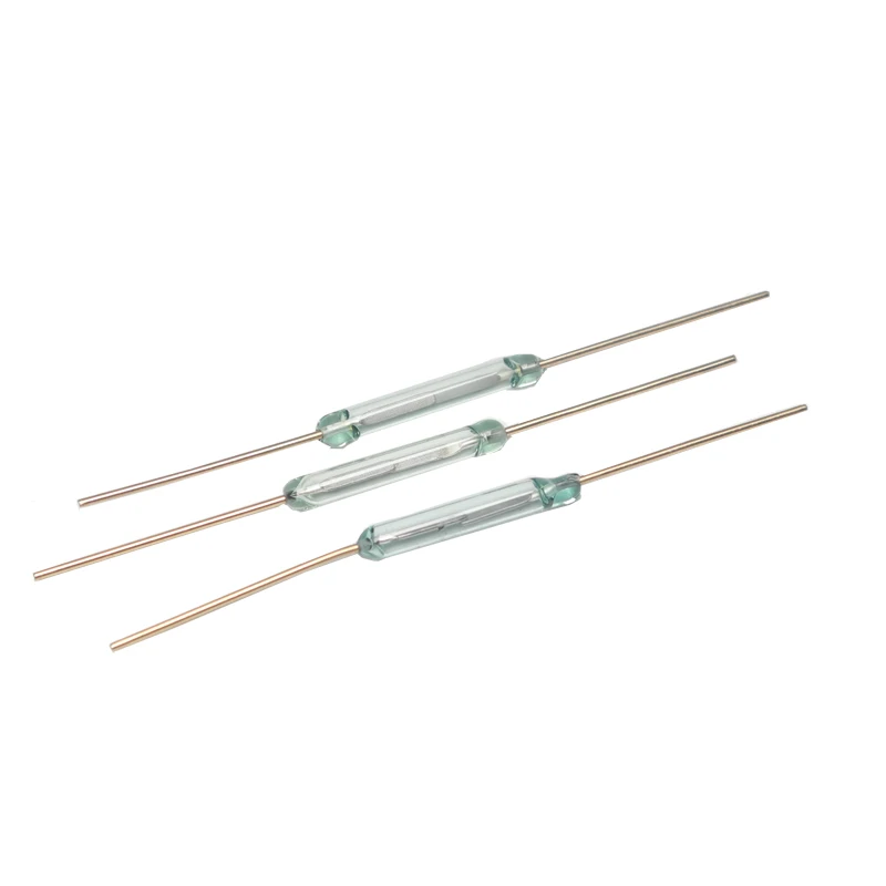 【10-5PCS】MKA10110 Reed Switch 1.8X10MM Magnetic Control Switch Green Glass Reed Switches Glass Normally Open NO Contact