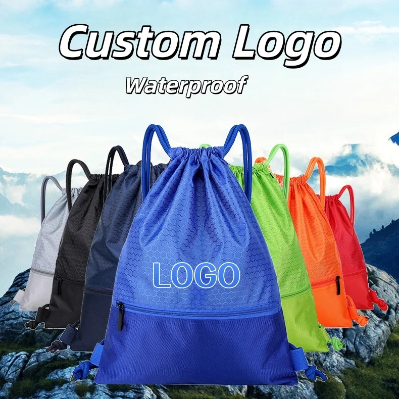 Multi Color Honeycomb Texture Drawstring Sports Bag Custom Logo Waterproof Drawstring Backpack For Gym Running Travel Training