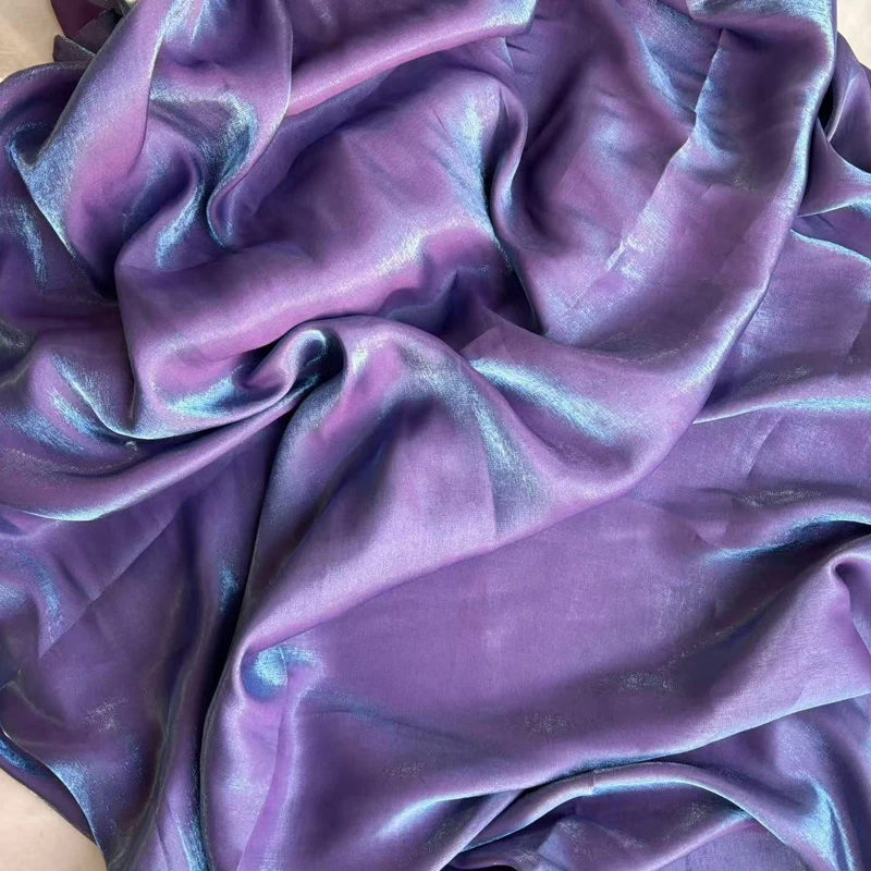 Purple Blue Iridescent Satin Fabric,Soft and Smooth Well Drap Fabric,Shirt Doll Clothes DIY Dress Fabric Material