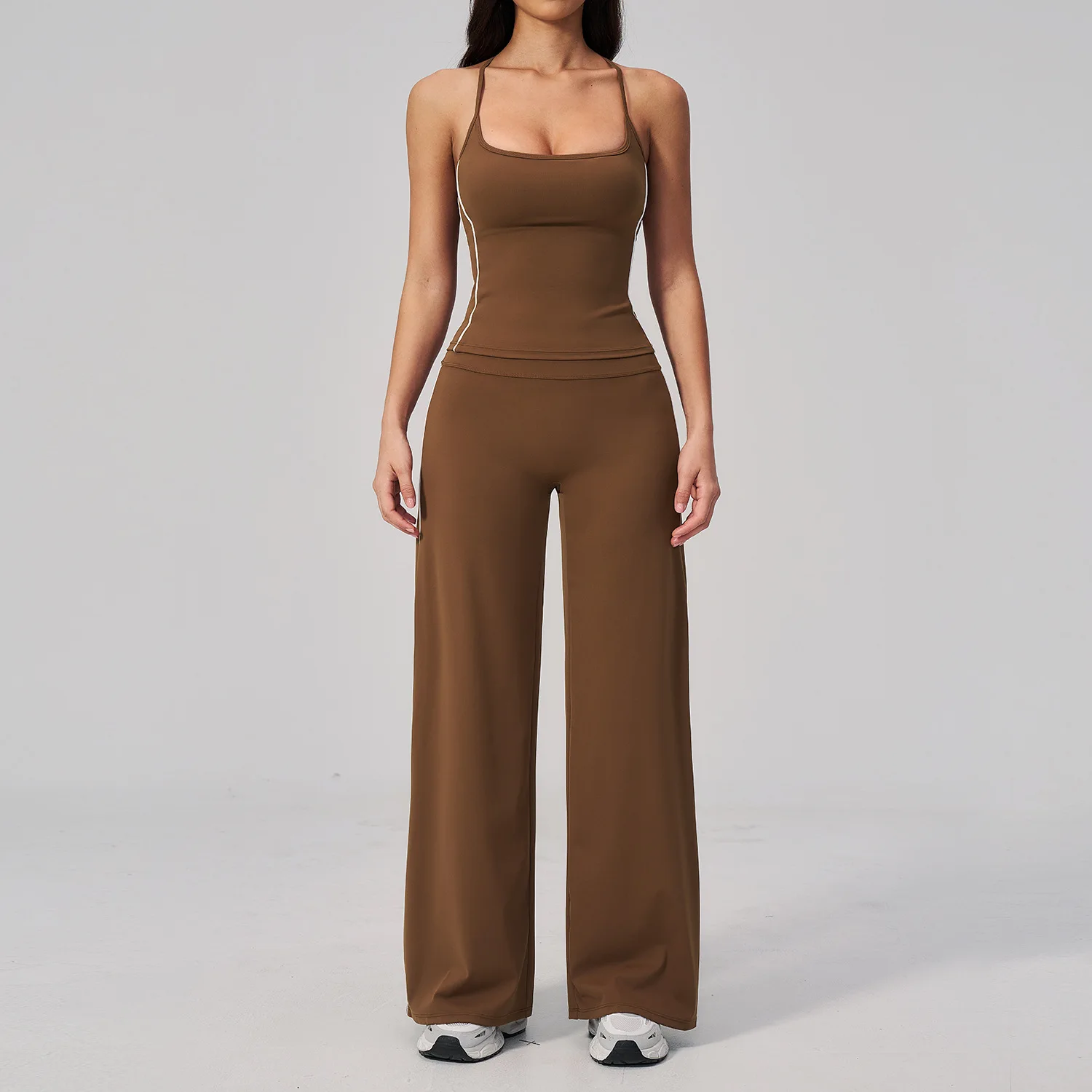Yoga Set Fitness Outfits Sportswear Gym Tracksuit 2 Pieces High Waist Capri Pants Sports Bra Athletic Wear Women Workout Clothes