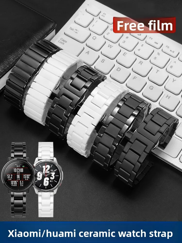 

Ceramic Watch Strap for Xiaomi Watch S1 Pro Smart Sports Color 2 Huami GTR3 Black and White Bracelet