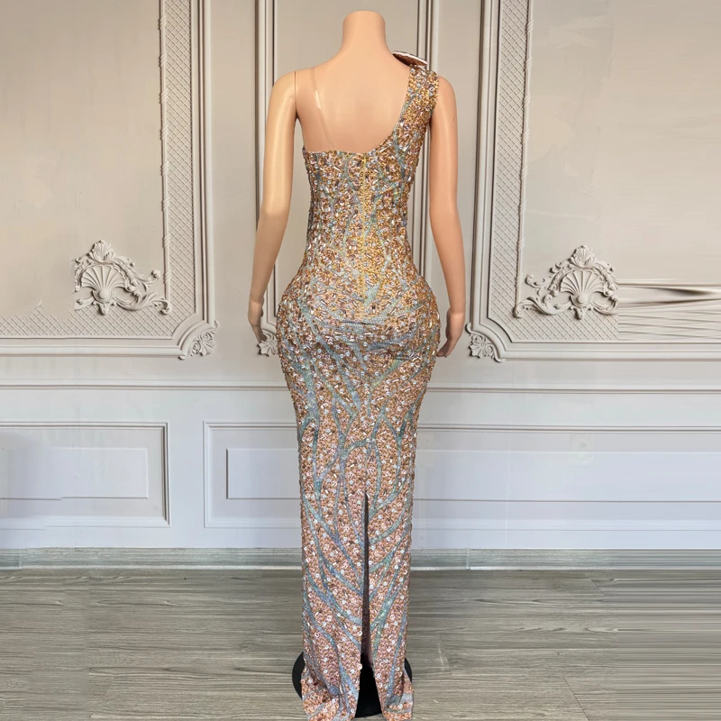 Traje de baile de Jazz para mujer, vestido de noche completo con diamantes de imitación, trajes de Festival para Bar y Club nocturno, vestido de fiesta de bailarina y cantante XS10191