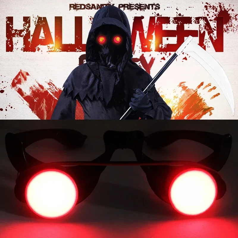 

Halloween Light-Up LED Glasses Luminous Eyewear Death Role Playing Props Terrifying Novelty Red Eyes Cosplay Masquerade Props