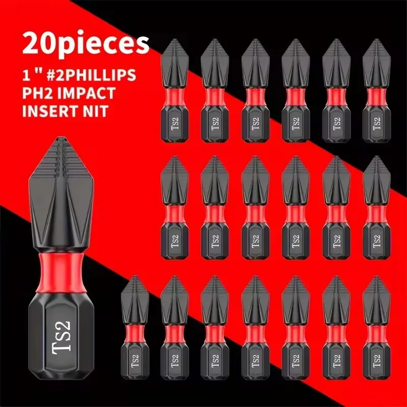 20pcs Impact Strong Magnetic Screwdriver Head Short Cross High Hardness Anti Slip Screwdriver Hand Electric Screwdriver Head