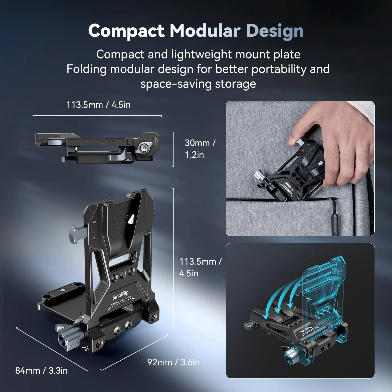 SmallRig V-Mount Battery Mounting Plate for Arca-Swiss Plate SmallRig Cage or Baseplate Quick Install Adjust for V-Mount Battery