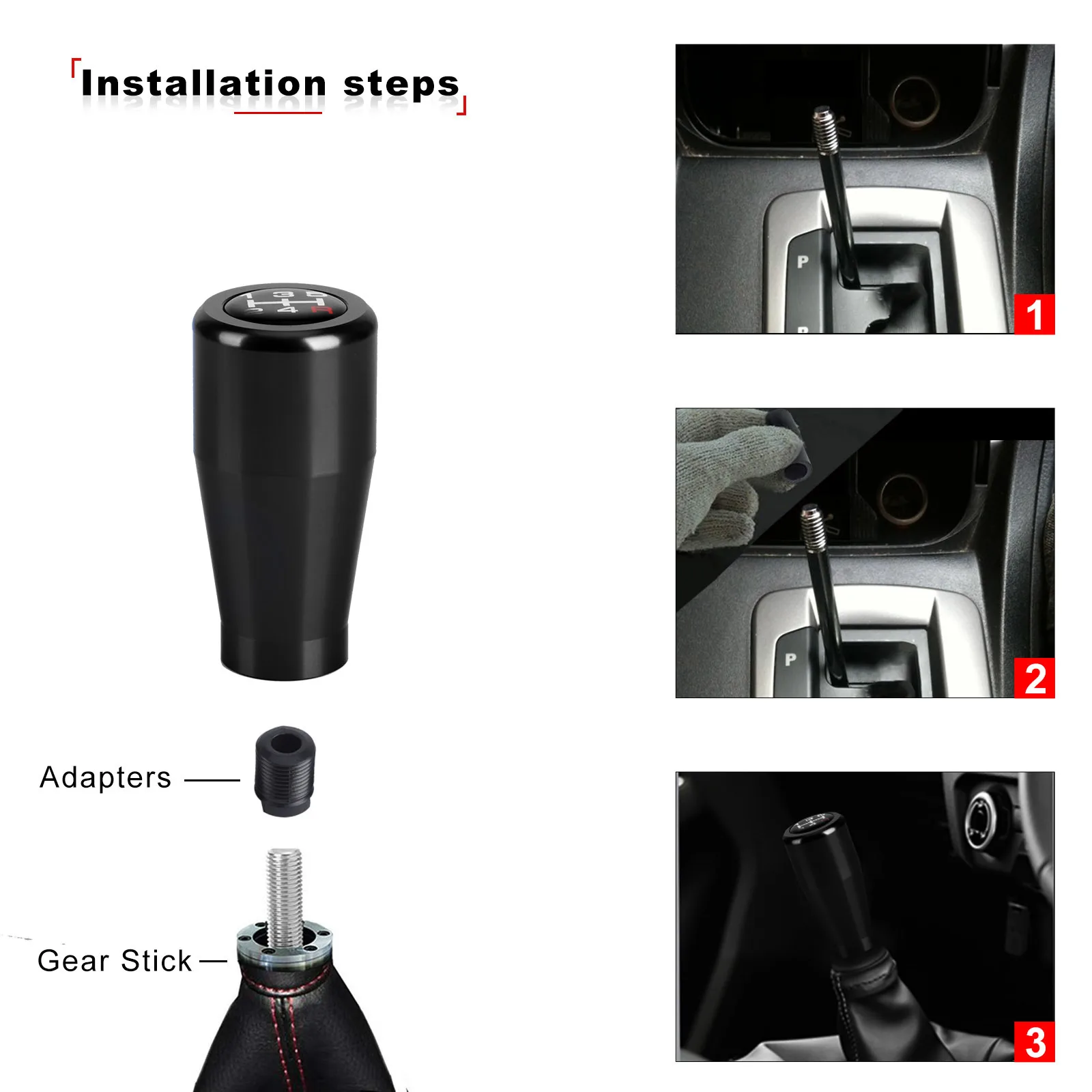 5 Speed Aluminium Gear Shift Knob Universal M8 M10 M12 Racing Shift Lever For Manual Transmission Gear level Knob Shift