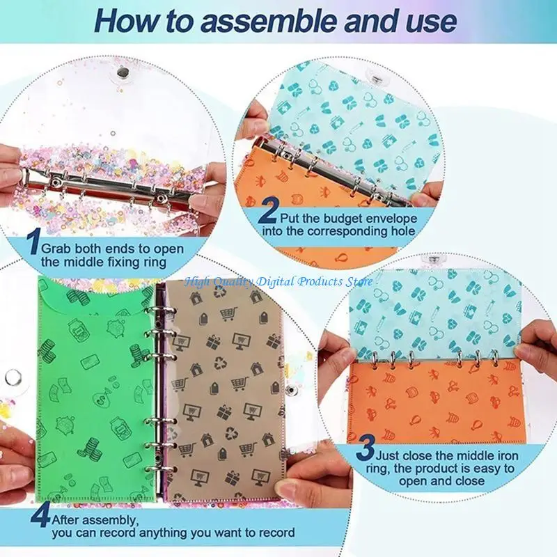 u2je น่ารัก Binder Budget Survelope Planner สำหรับ W/ Cash Survelopes