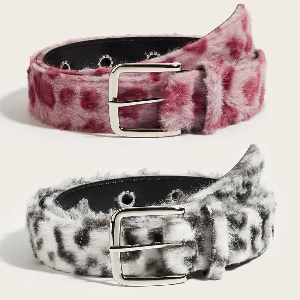

Трендовый плюшевый женский ремень с леопардовым принтом, пряжка, поясной ремень, регулируемый пояс, брючное платье, джинсовые аксессуары