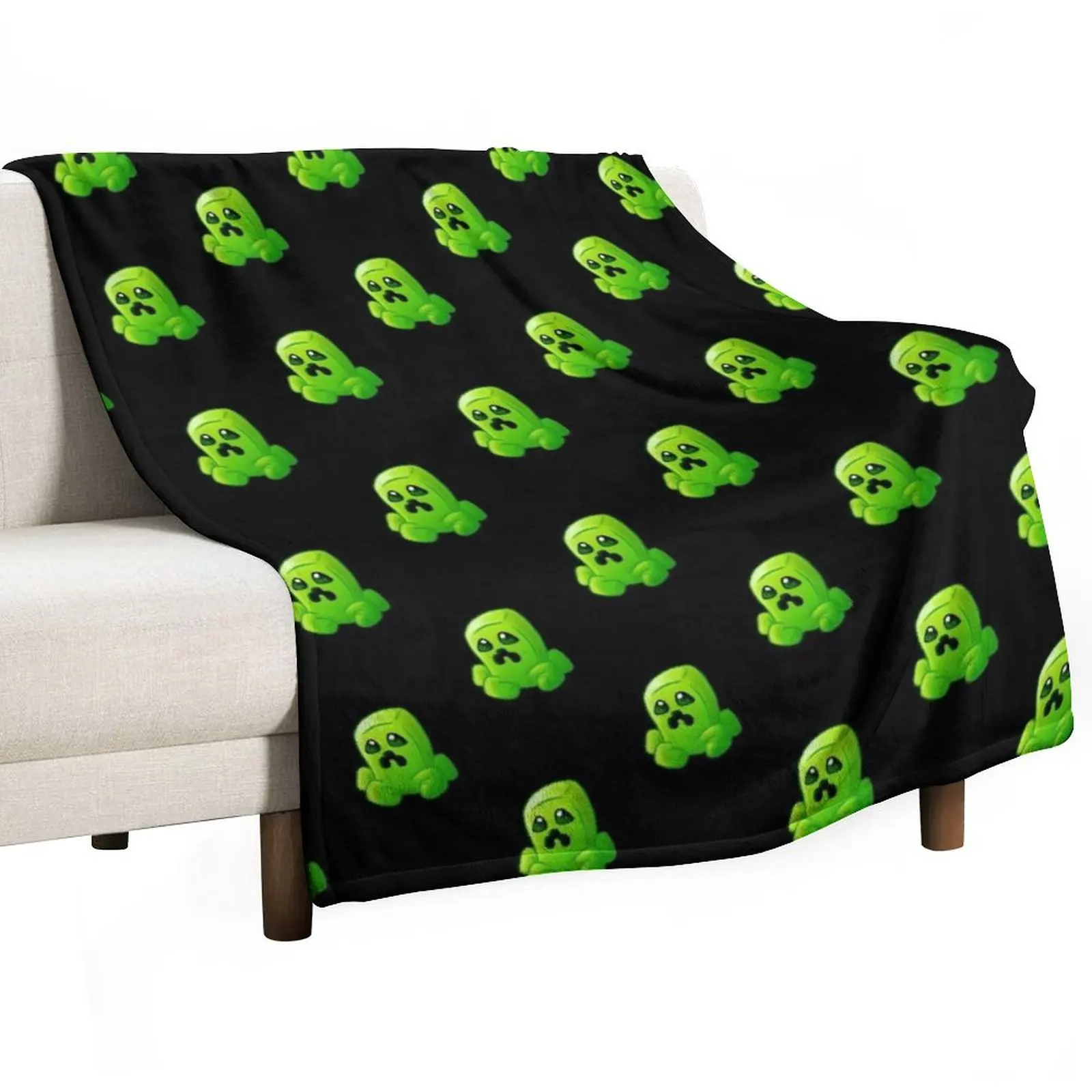 Cute Creeper Parody Face Sticker Throw Blanket Bed linens Blankets Sofas Of Decoration Hairys Blankets