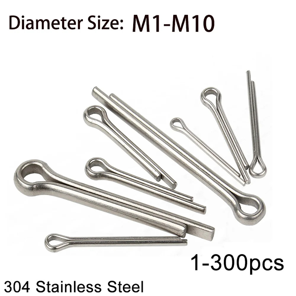 Industrial Grade High Ductility Vibration Resistant 1-300Pc 304Stainless Steel Cotter Split Pin U Shape Position Fastener M1-M10