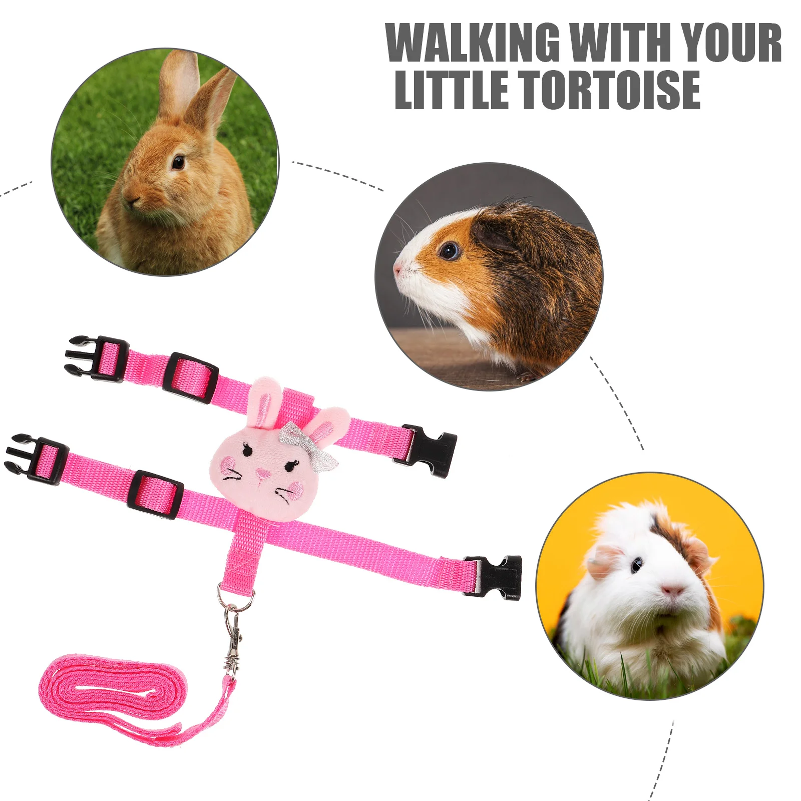 

1Set Pet Harness and Leash Adjustable Small Pets Traction Rope Comfortable Bunny Harness for Walking Outdoor Rabbit Leash Kit