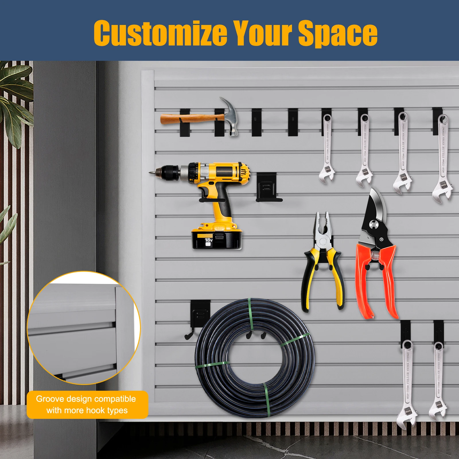 منظم حائط لتخزين أدوات لوحة الوتد مقاس 4 × 8 أقدام لتخزين المرآب #6