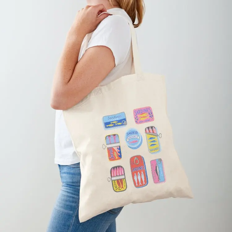 Cute Retro Sardine Tins Tote Bag custom bags Handbags women Lady bag