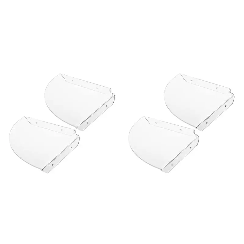 AT63-4Pcs Acrylic Corner Shelf Floating Wall Storage Shelf Display Speaker Organizer Bedroom Kitchen Storage Holder,Clear