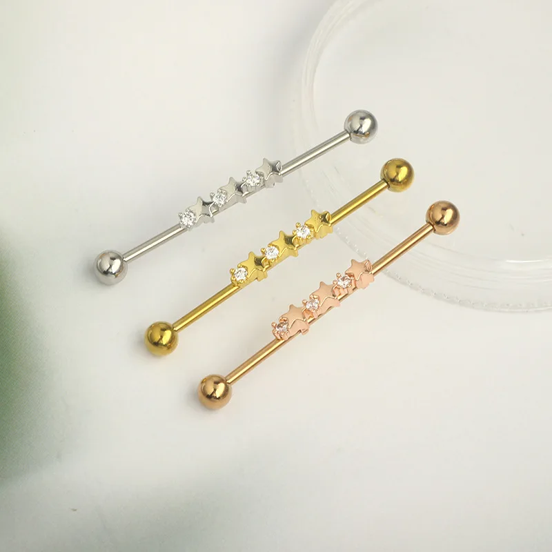 الزركون الصناعية ثقب القرط ، 14 جرام فراشة ، الحديد الصناعي ، الغضروف القرط ، هيئة ثقب المجوهرات ، 38 مللي متر ، جديد ، 1 قطعة #6