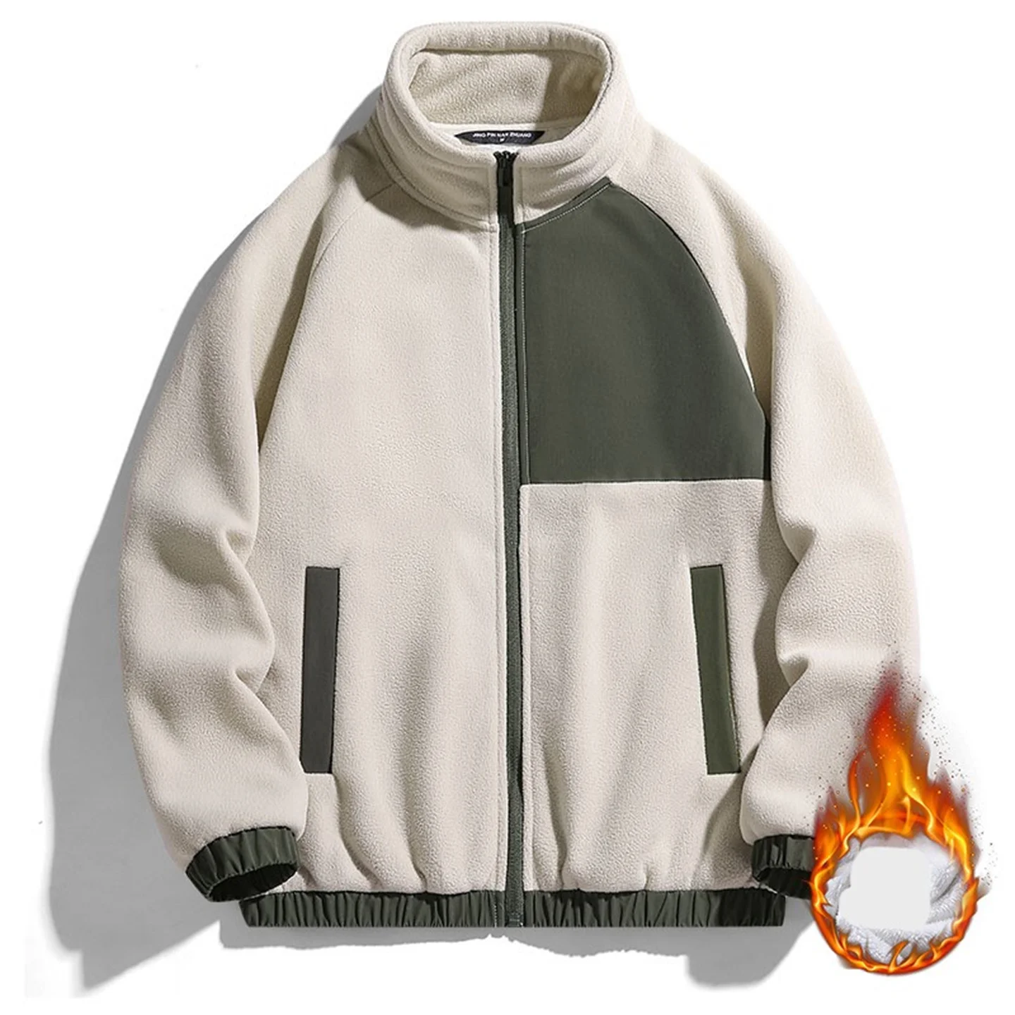 

2023 Winter Men's High-Density Thermal Polar Fleece Jacket Outdoor Camping Hiking Thick Fleece Coat Standing Collar Casual Top