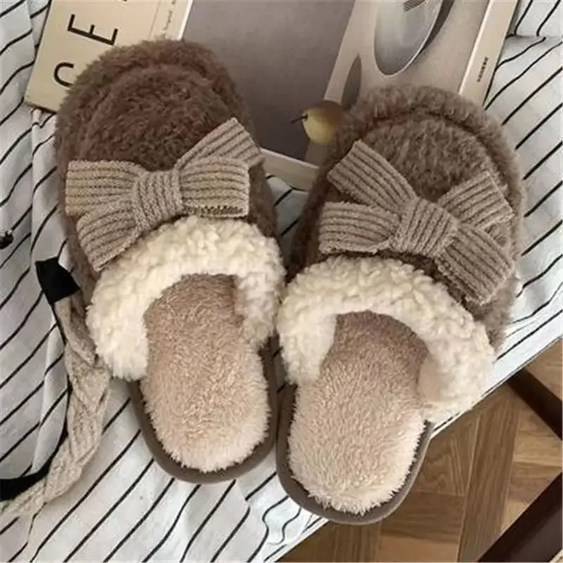 2025 New Trend Winter Couple Indoor Non-slip Mule For Men Women Flip Flops Warm Fluffy Slippers Home Slides Casual Cotton Shoes