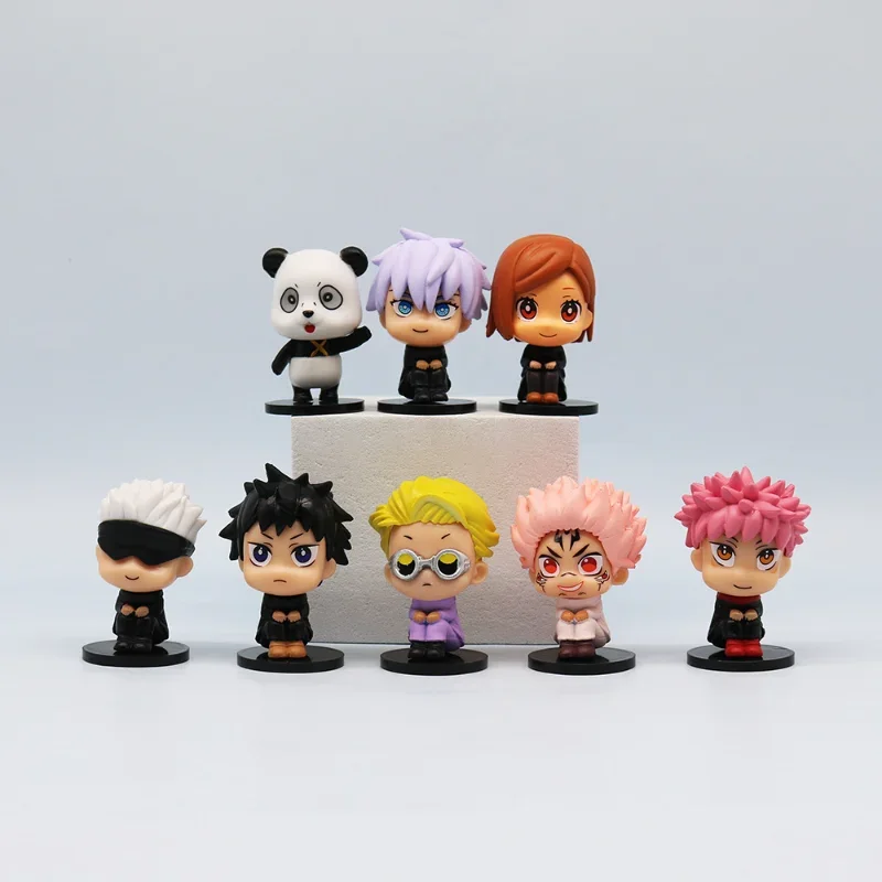 

8Pcs/Set Anime Jujutsu Kaisen Figure Itadori Yuji Gojo Satori Fushiguro Megumi Kugisaki Kawaii Toy Car Decoration PVC Model Gift