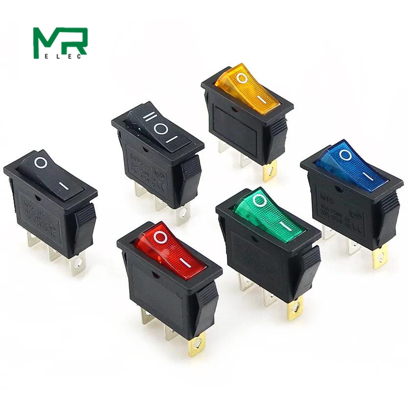 KCD3 Rocker Switch ON-OFF 2 Position 3 Pin Electrical Equipment With Light Power Switch 16A 250VAC/ 20A 125VAC 35mm*31mm*14mm