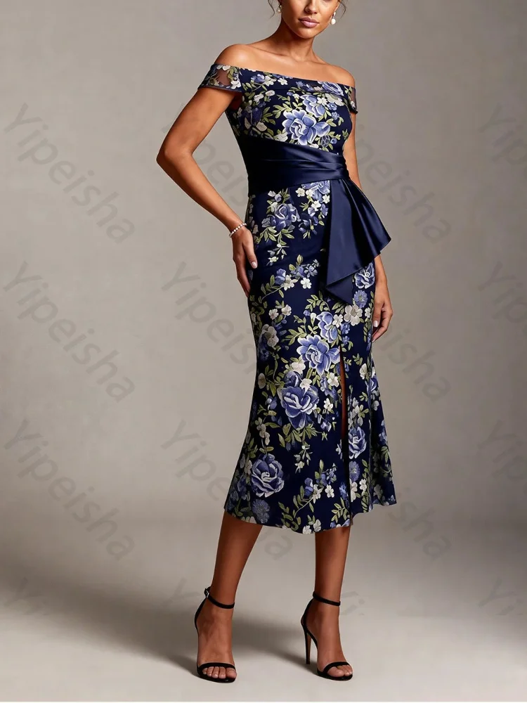 Customized Off Shoulder Mermaid Short Sleeves Mother of The Bride Dresses Backless Evening Dress High Quality Prom Party Gowns