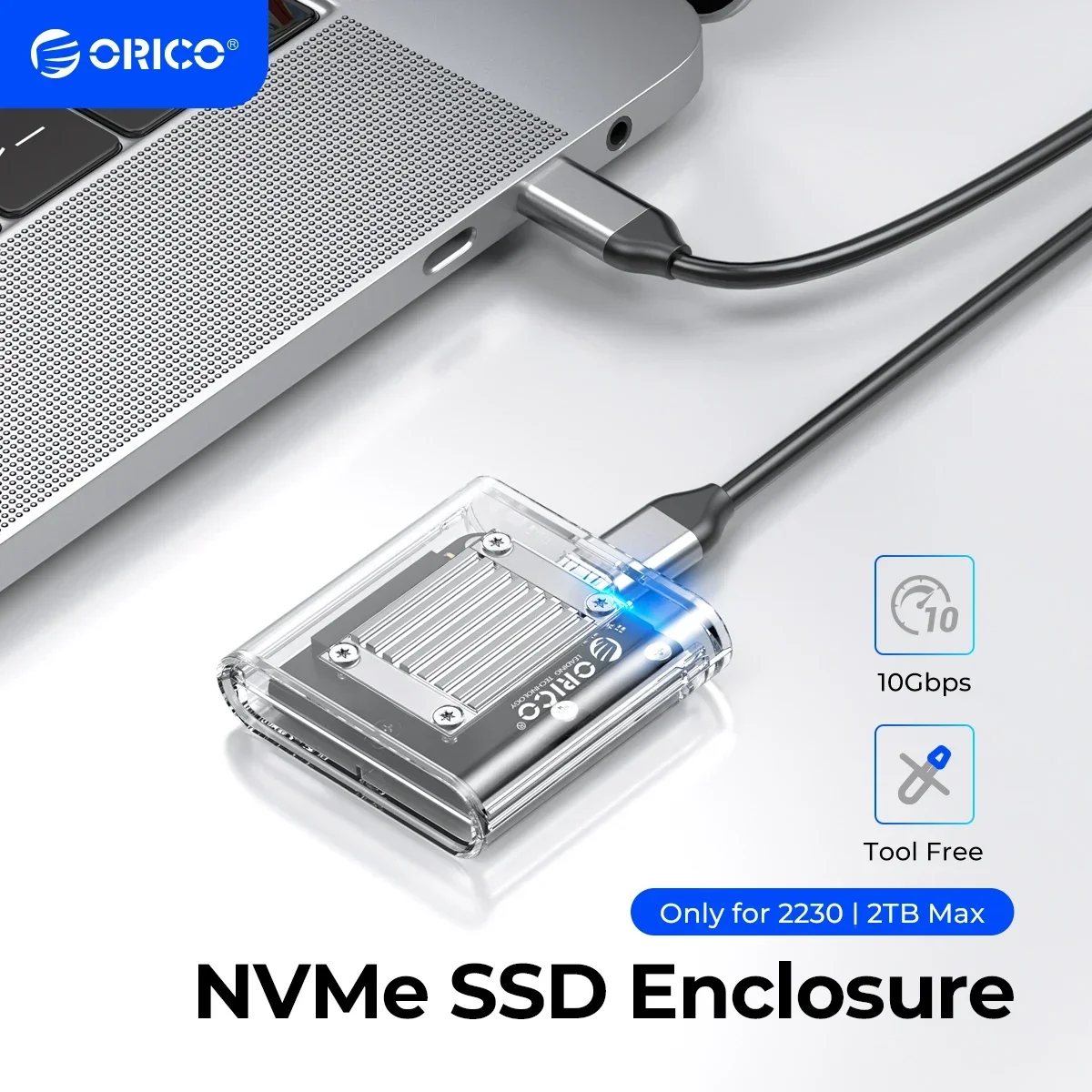 

Корпус ORICO Mini 2230 M.2 SSD Корпус NVMe 10 Гбит/с M.2 к USB Type C Прозрачный внешний адаптер Корпус NVMe для PCIe SSD