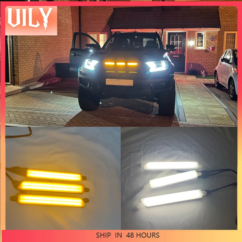 3-х шт. светодиодные фонари для Ranger T8 T7 EVEREST PX MKIII MK3 WILDTRAK, передняя решетка, сетчатая светодиодная лампа, дневные светодиоды, противотуманные фары