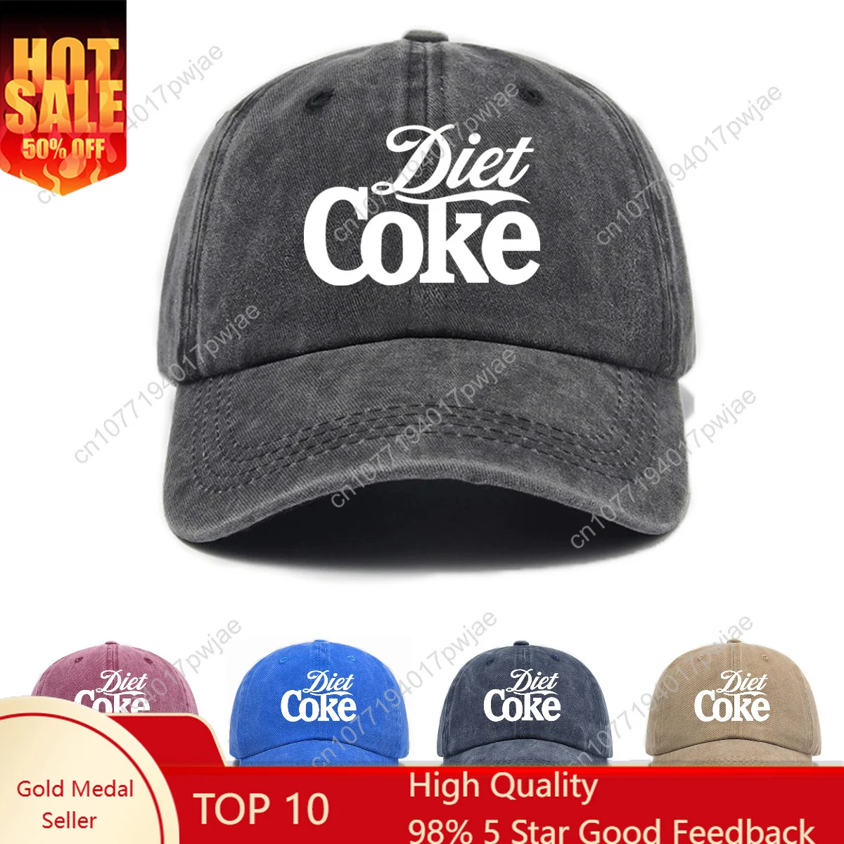 

Retro-style "Diet Choke" Baseball Cap - Adjustable, Sun-protective Polyester Dad Cap