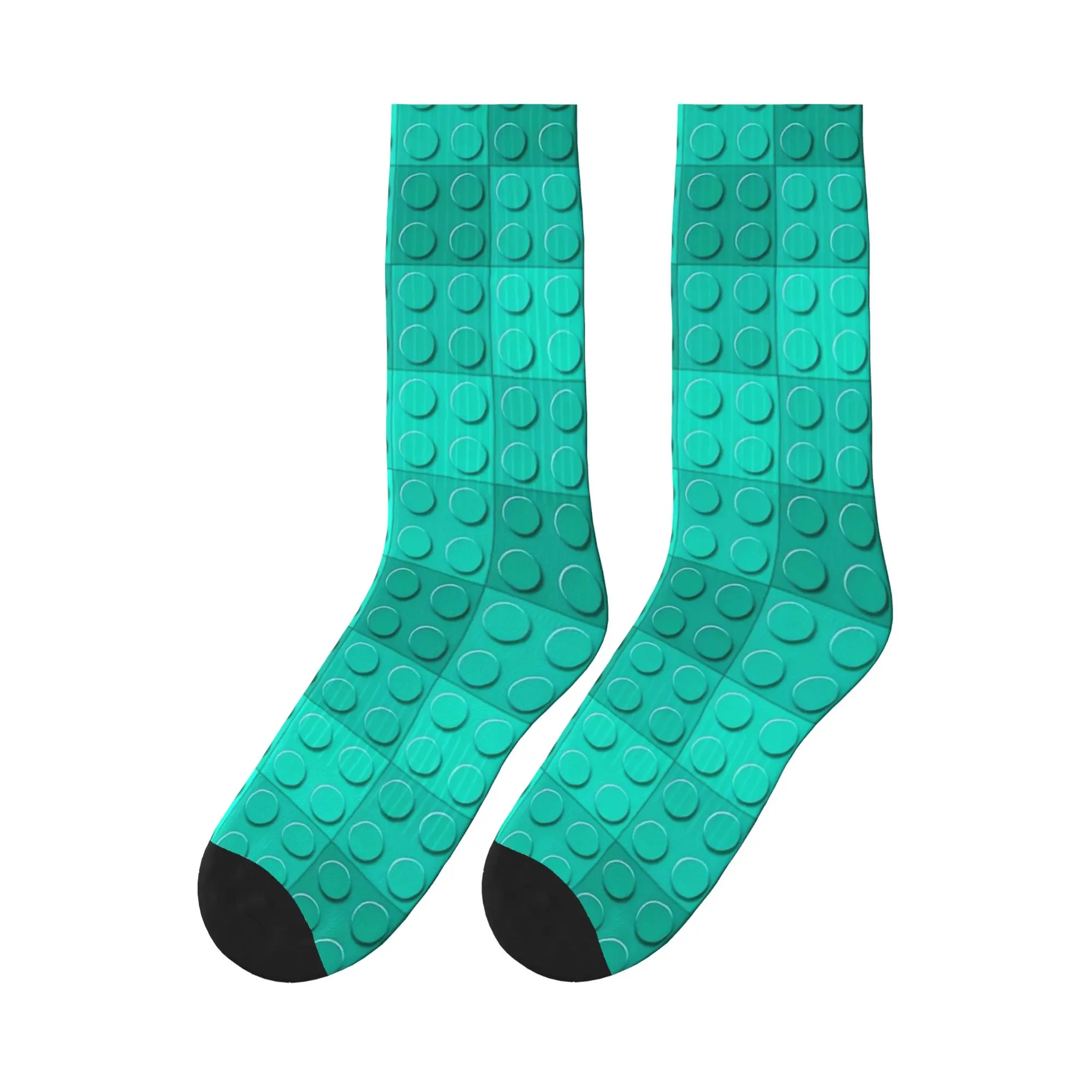 Solid Blue Building Blocks Pattern Stockings Men Socks High Quality Funny Socks Winter Running Sports Anti Sweat Graphic Socks